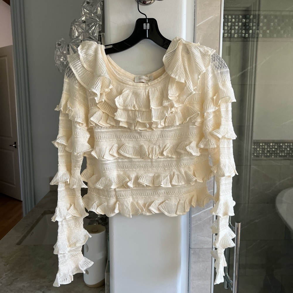 ZIMMERMANN Dancer Tiered Frill Boat-Neck Top